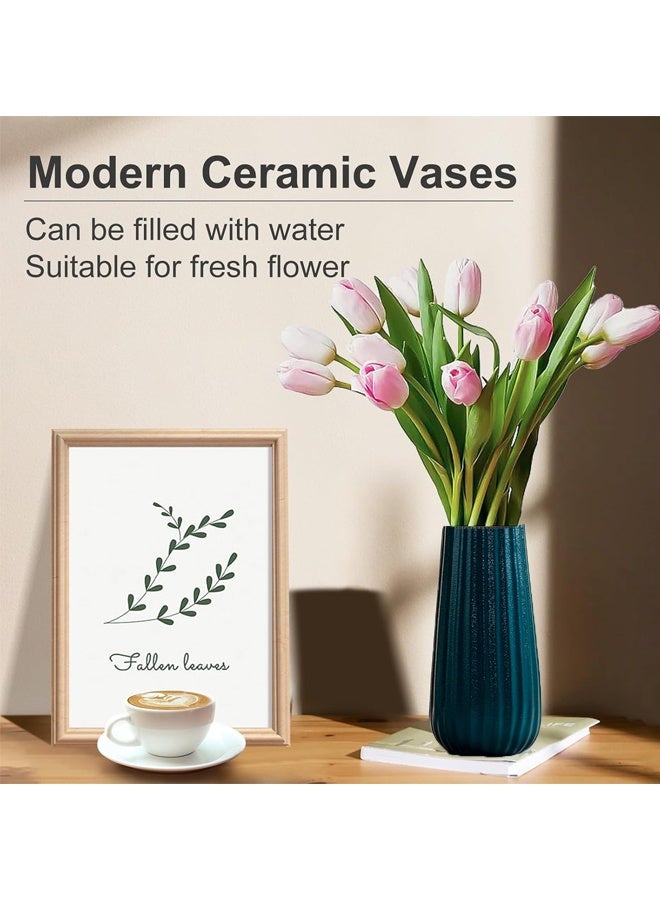 Matte Green Ceramic Vase, Small Cute Flower Vase for Pampas Grass, Home, Living Room, Dining Table, Farmhouse, Office Decor, Bedroom, Table, and Kitchen Shelf ﻿ - Image 3